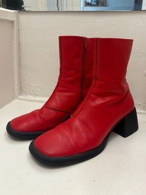 Red leather Vagabond boots